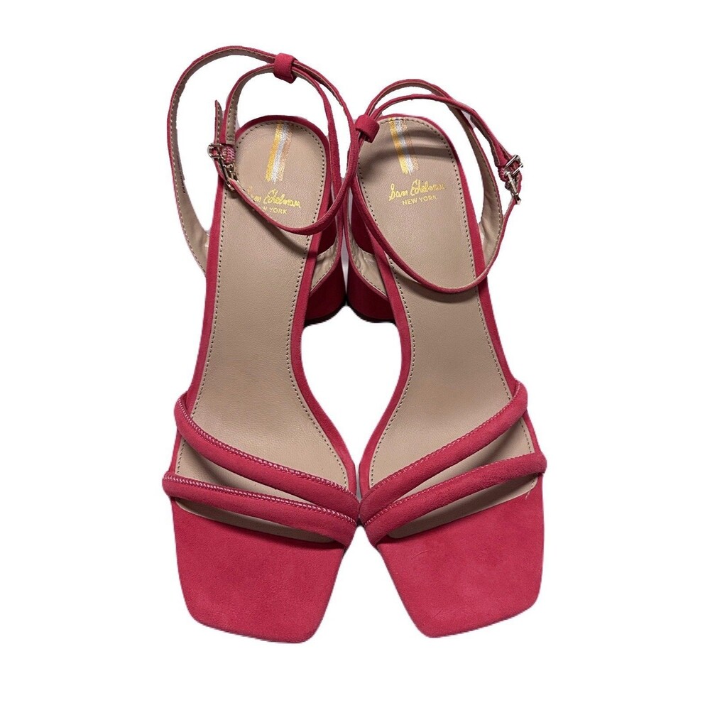 NEW Sam Edelman Kia Womens Size 9.5 Ultra Fuchsia Block Heel Leather Sandal - Picture 3 of 8